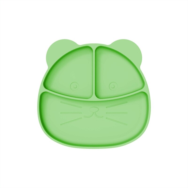 Baby leren eetbakje serviesgoed voedselveilig siliconen kinderbord cartoon leeuw baby verdeeld zuigkom
