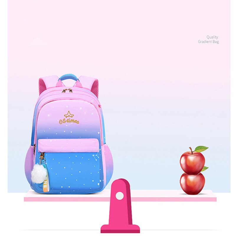 Kinderen Schooltas Meisje Kids Satchel Primaire Borduurwerk Rugzak Gradiënt Kleur Star Moon Mochila Tiener Regenboog Schooltas