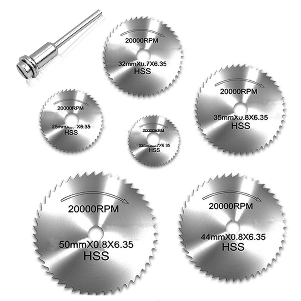 7Pcs 25/32/50 Hss Cirkelzaag Blade Rotary Tool Voor Dremel Metal Cutter Power Tool Set Hout Snijden discs Boor Doorn Cutoff: Default Title