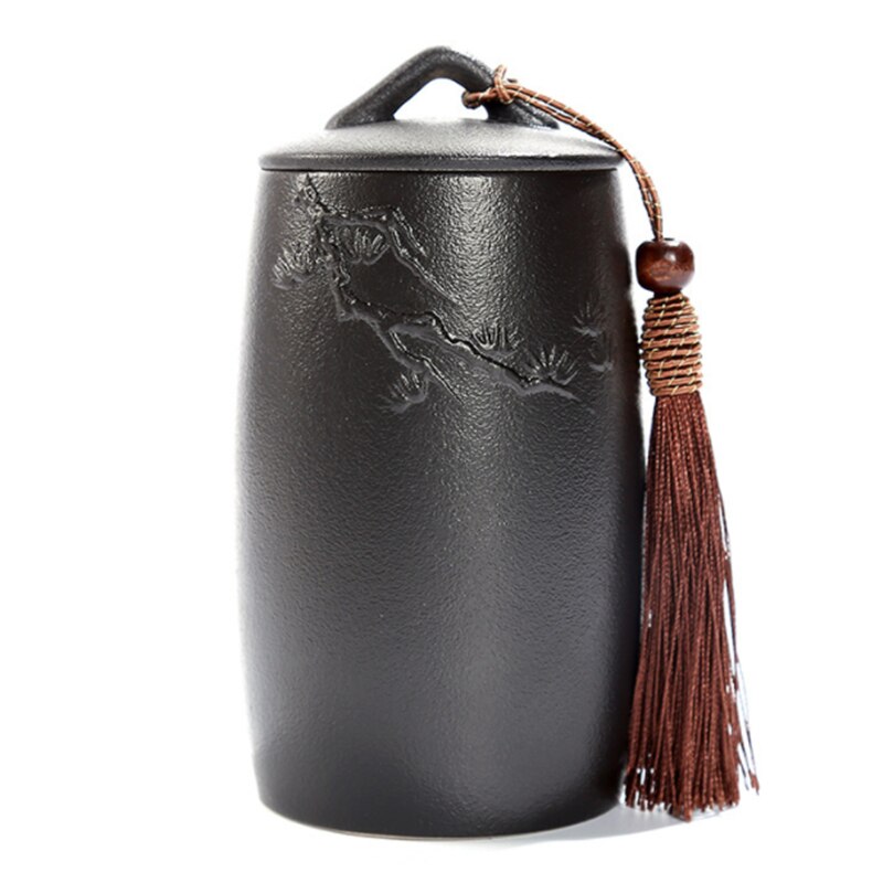 Caddie de poterie en céramique noire et blanche, pot de stockage de thé Vintage, accessoires de cérémonie de thé, artisanat de décoration, récipients scellés