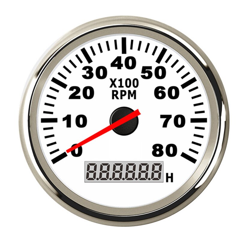 Auto Boot Drehzahlmesser Marine Tacho Meter Gauge LCD Betriebsstundenzähler 12V/24V Für Auto Auto Boot Lkw 8000 RPM: 8KRPM-WS