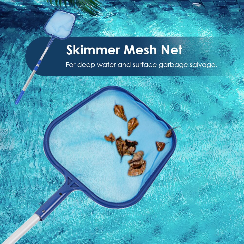 Swimming Pool Skimmer Net with Telescopic Pole Leaf Catcher Mesh Bags Salvaging Pool Water Garbage Ponds Cleaning Debris Tools