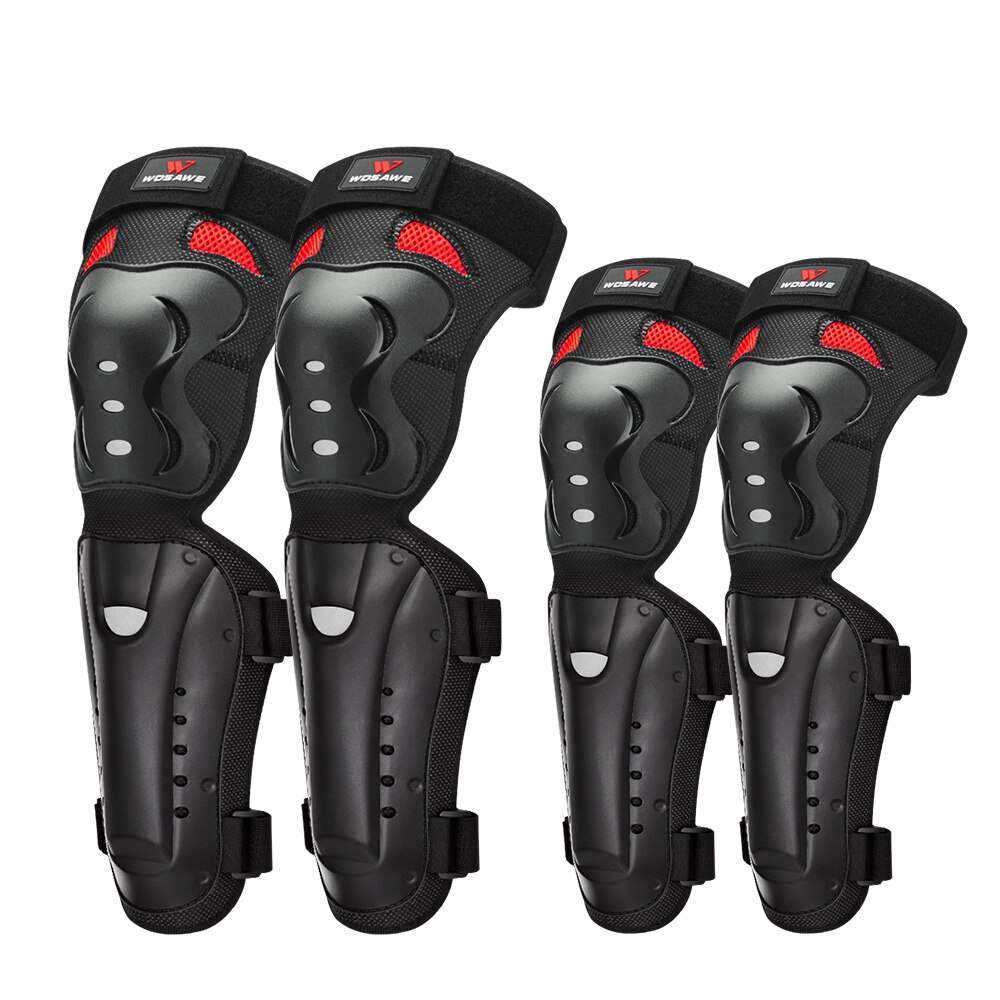 WOSAWE Knee Pads Elbow Pads Suit Black Red Motorcycle Protective Gear Thickening Protection Accessories Reflective Adjustable: Elbow and Knee 1