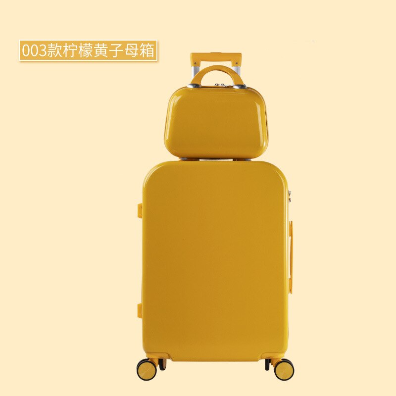 De Mode Universele Wiel Unisex Rits Trolley Case Krasbestendig Koffer Cabine Kofferbak Matte Effen Kleur: 004 lemon yellow