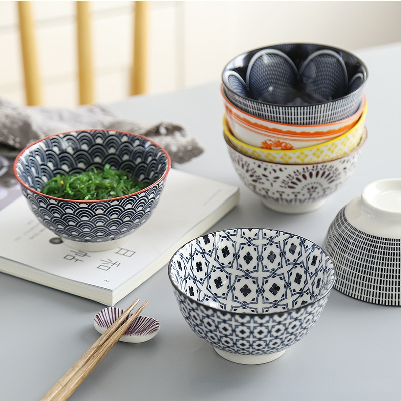 Bol à riz fileté de 4.5 pouces, petit bol de ménage à salade en céramique de Style japonais vaisselle accessoires de cuisine bol Ramen