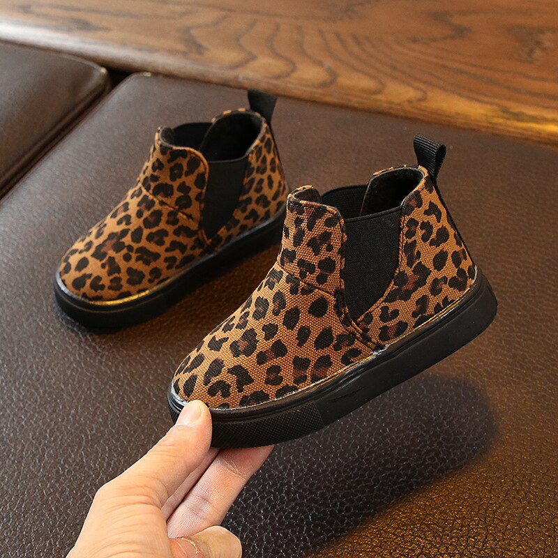 Rubberen laarzen voor meisjes, kinderen, babyschoenen, enkelwarme luipaardprint enkellaarsjes voor meisjes, babyjongens, kinderschoenen: Bruin / 27