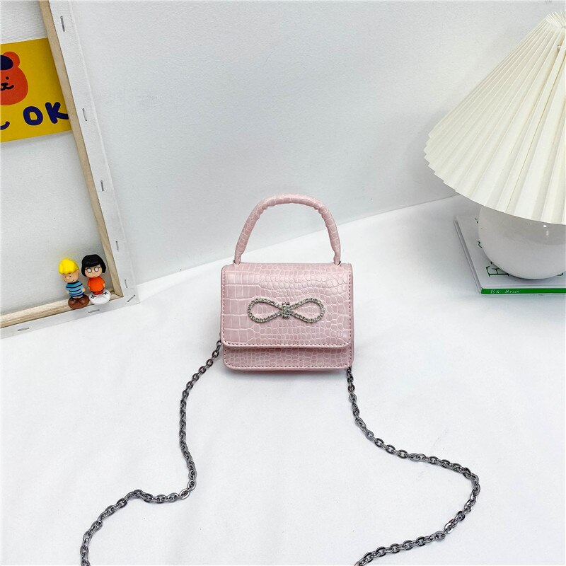 Koreanischen Stil freundlicher Geldbörsen und Handtaschen Niedlichen Mini Mädchen Diamant Bogen Brieftasche Baby Münzfach Kupplung Tasche: Rosa