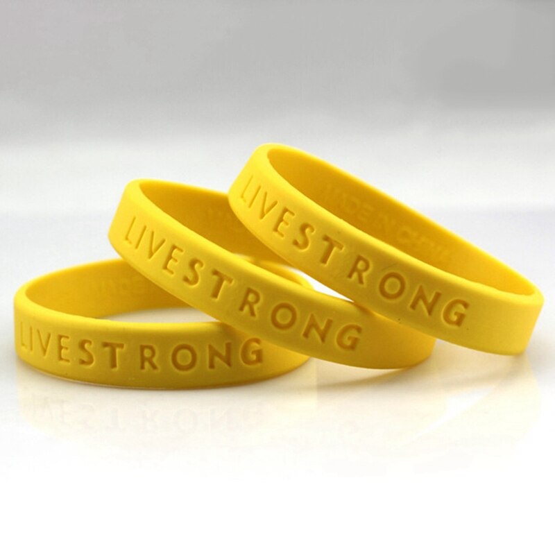 Yellow Color Live Strong Hologram Silicone Bracelet Men Women Power Rubber Wristband Outdoor Sports Bangle Accessories