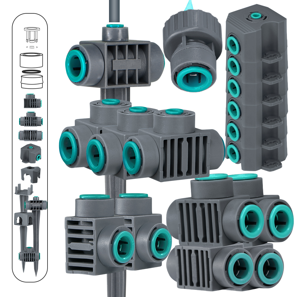 Raccord rapide de tube d'arrosage OD-12MM facile à installer 3/8 "joint de tuyau pour la maison jardin tuyau d'irrigation coude en T raccords égaux