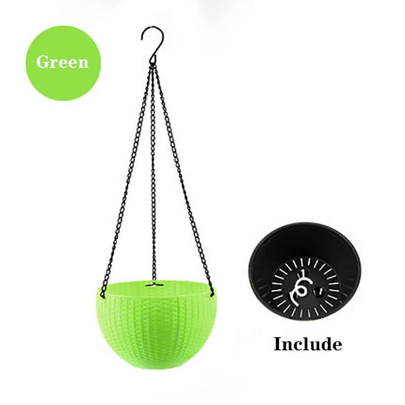 Resin Hanging plant Pots Basket Plant Hang Plant Flower pot Hanger Outdoor Hanging Pot Holder Basket for wall decoration garden: Green with liner