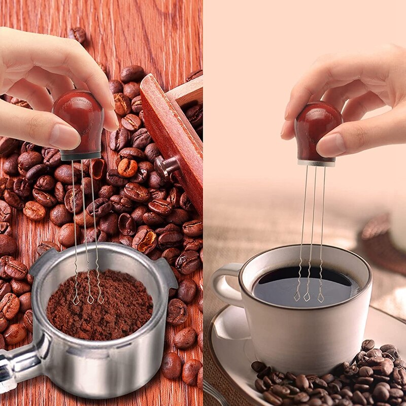 Needle Espresso Coffee Stirrer, Stirring Tool for Coffee Distribution Powder Handle Barista Redwood