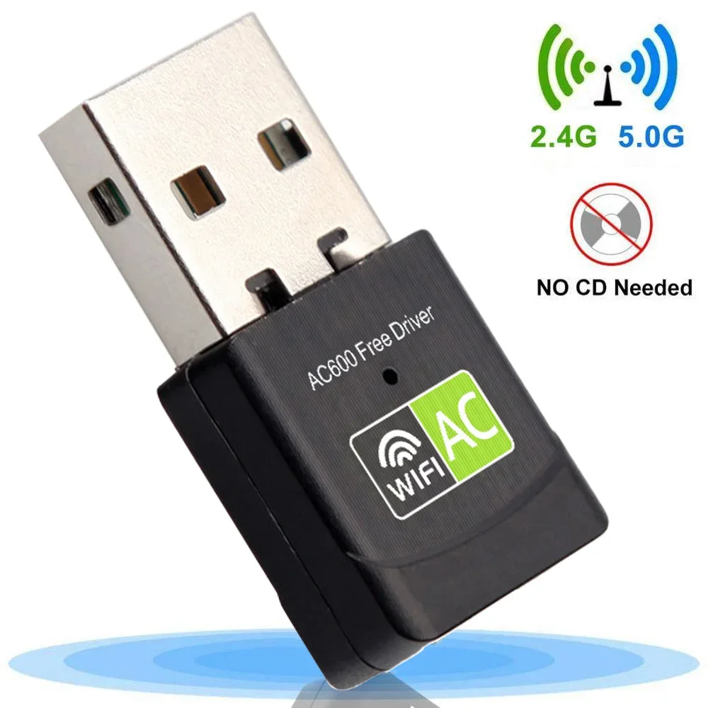 600Mbps Dual-band 2.4g+5GHz WiFi Network Adapter USB Wifi Adapter Wireless Network Card Adaptador Wifi Receiver Driver Free
