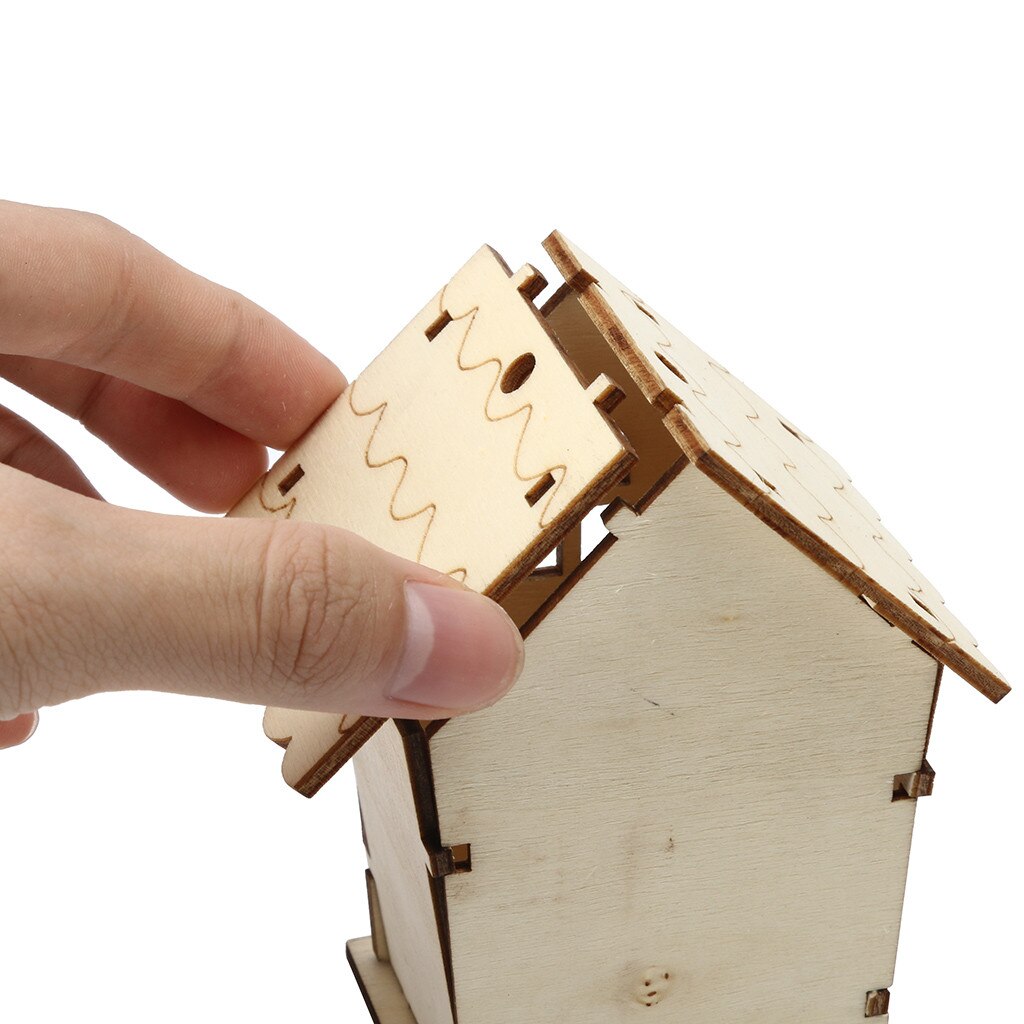 Wooden Bird Feeder Hanging for Garden Yard Decoration Hexagon Shaped With Roof Outdoor Bird Nest Wooden Arts #YL10