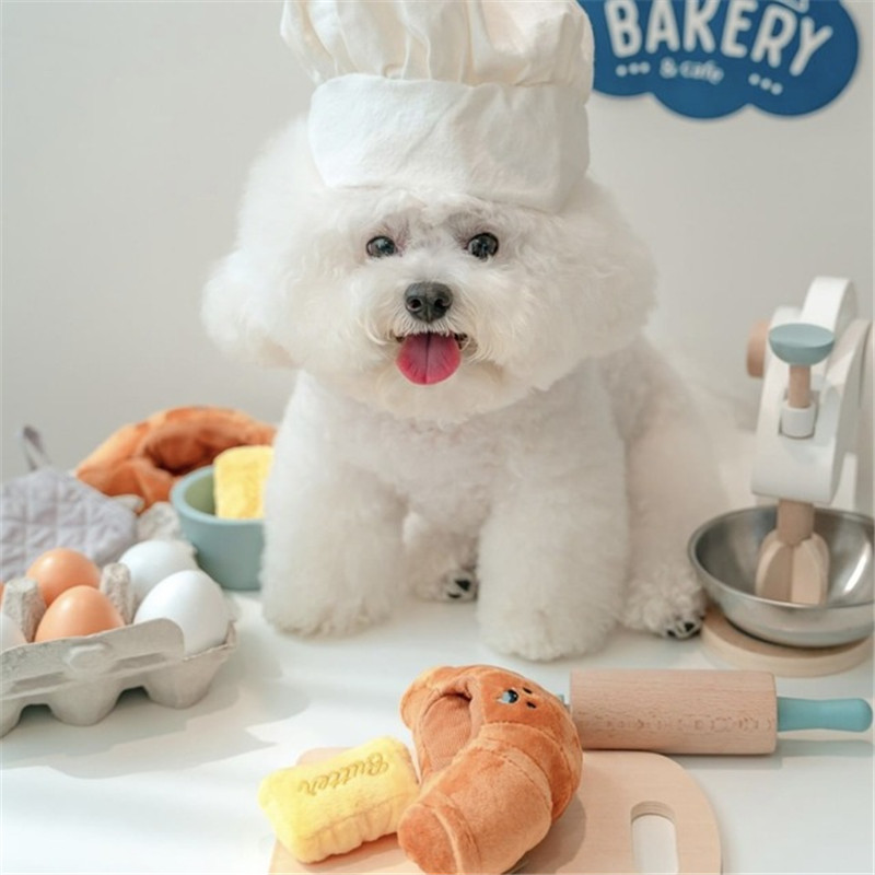 Juguete de peluche con sonido para perro y mascota, Croissant de Corea del Sur, comida oculta, olfateando, juguete de entrenamiento para masticar, suministros para mascotas