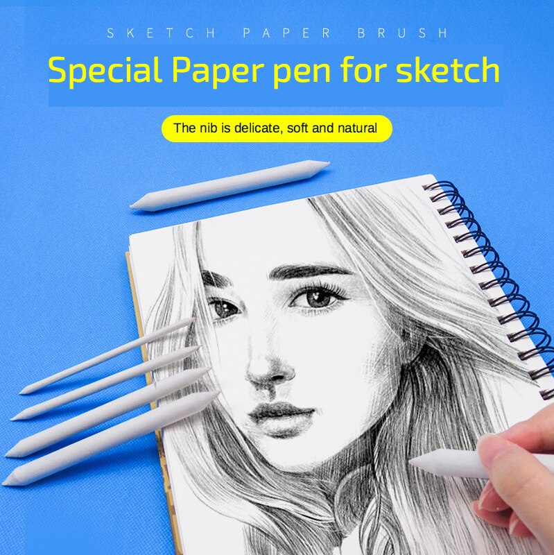 Blending Smudge Stump Stick Tortillon Sketch Art White Drawing Charcoal Sketcking Tool Rice Paper Pen artist Supplies 3/6pcs/set