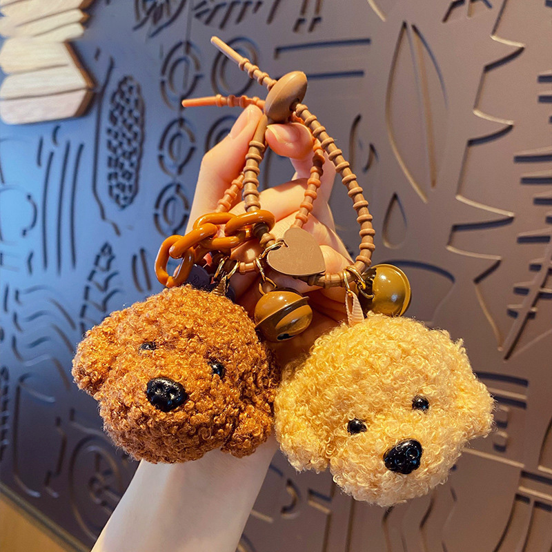 Nuevos llaveros colgantes de perro de peluche caniche de peluche para mujeres, hombres y niñas, llavero de coche, llavero, bolso, accesorios DIY, para pareja