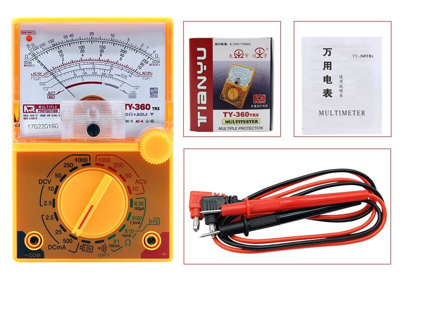 DC/AC 1000V Voltmeter 500mA Ampèremeter 1K Weerstand Meter Analoge Multimeter Tool