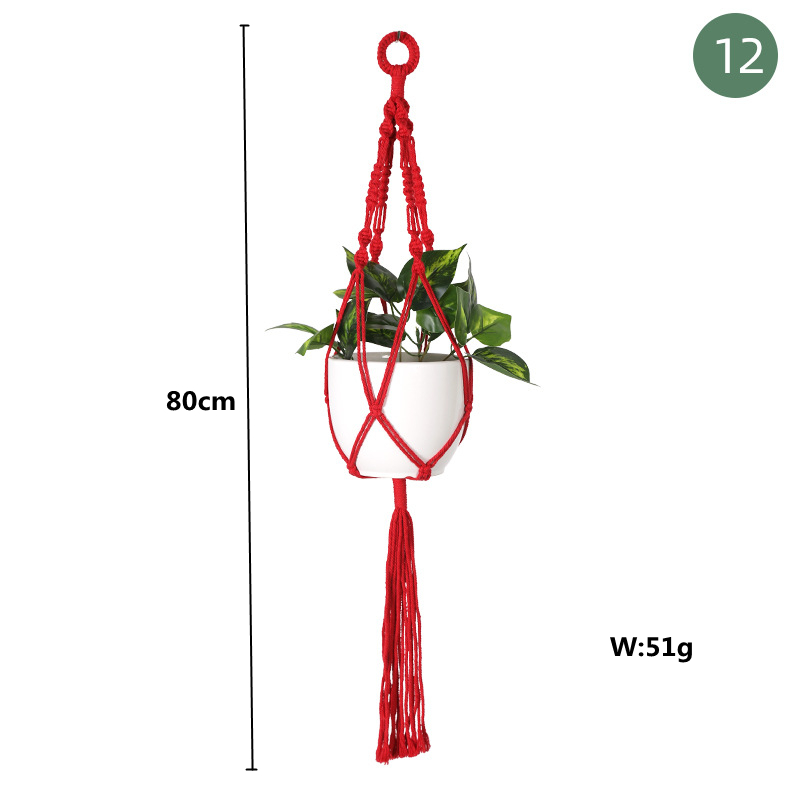 Macrame Handgemaakte Plantenhanger Manden Bloempotten Houder Balkon Hangende Decoratie Geknoopt Hijstouw Huis Tuinbenodigdheden: Sky Blue