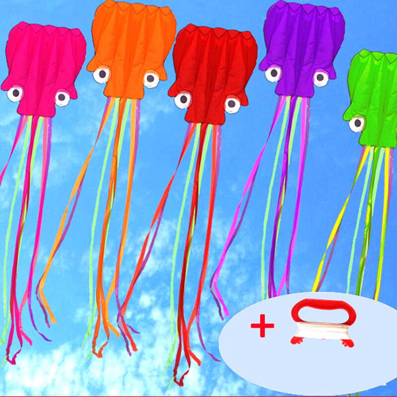 4m 13ft Length Large Soft Funny Cartoon Foldable Inflatable Kite For Outdoor Sports Octopus Long-Perfect for Beach