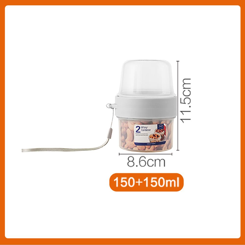 Double Layer Food Storage Box Nuts Cookie Sealed Jars Dry Wet Separation Sealed Cans for Snacks Fruits Salad Food Container Box: 150 plus 150ml