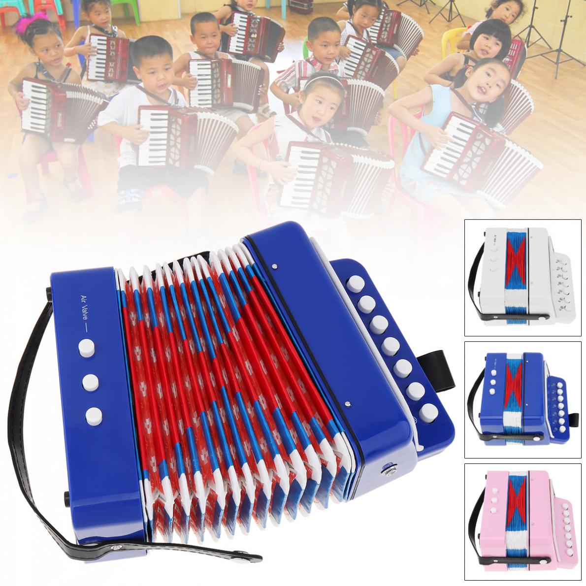 Mini accordéon pour enfants, 7 touches, 2 basses, Instrument de musique éducatif pour débutants, clavier