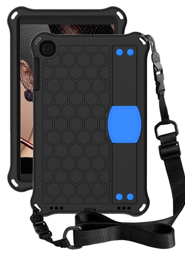 EVA Tablet PC Cover Case For Samsung Galaxy Tab A 10.1inch T510 T515 Full Body Protective Shell Hand Grip Shoulder Strap: Black Blue