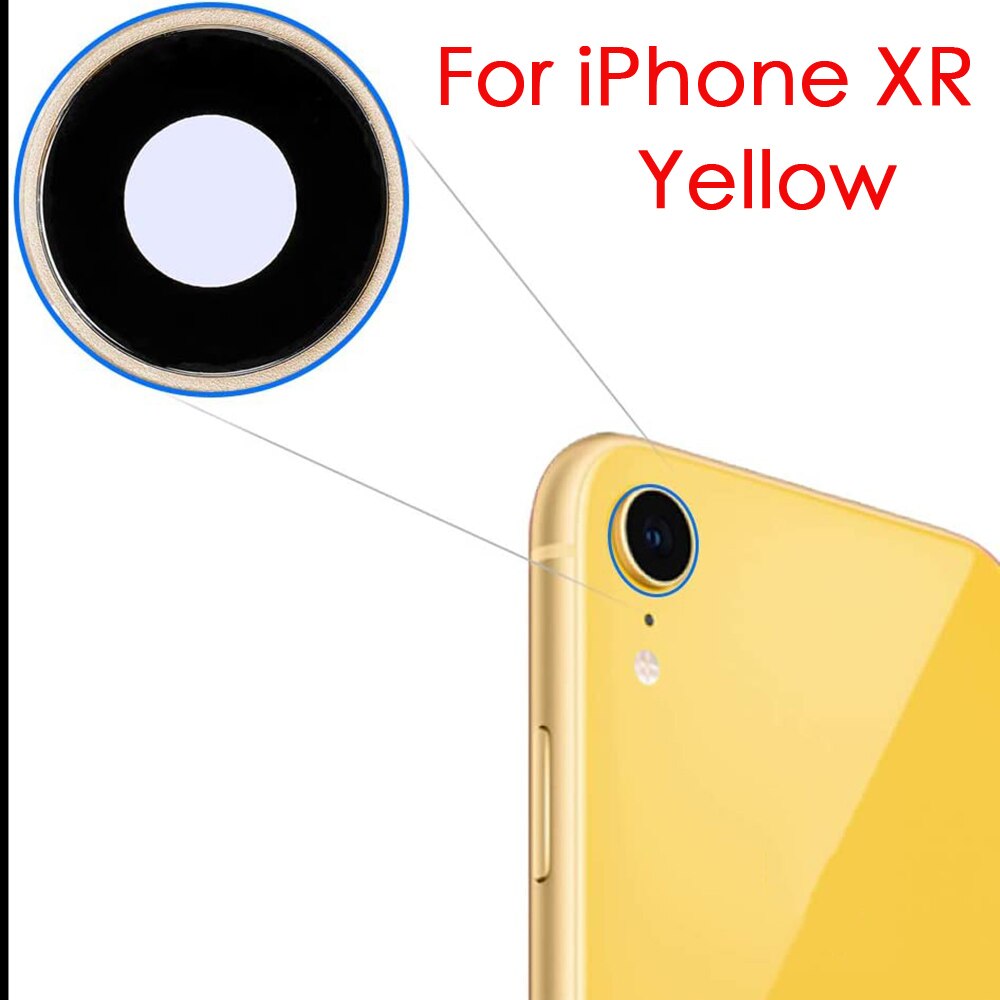 Terug Rear Camera Lens Glas Cover Met Frame Vervanging Deel Voor Iphone Xr 6.1 Inch: for iphone XR yellow