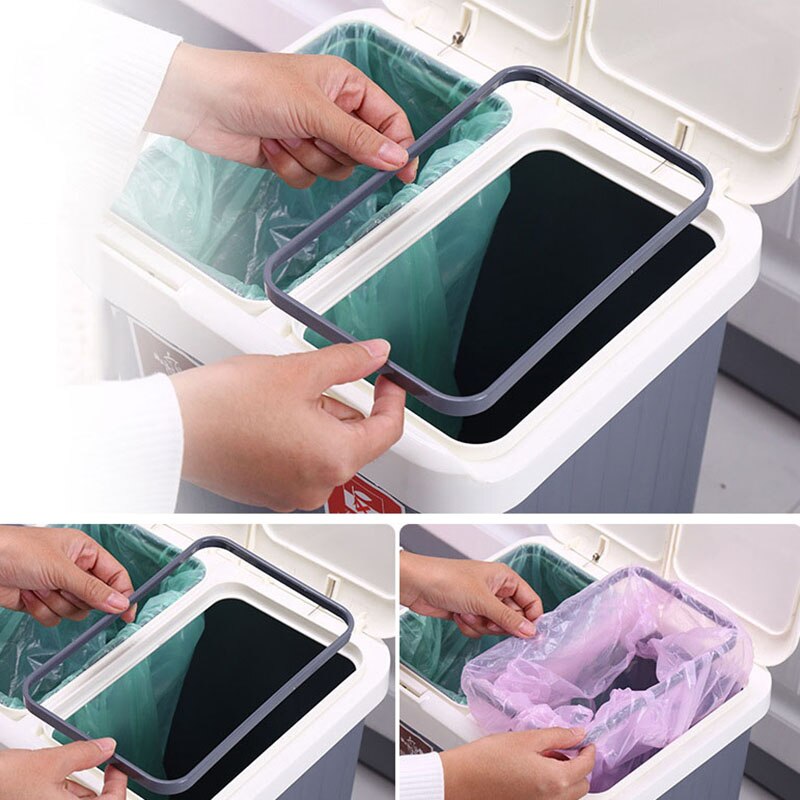 Trash Can Rectangle Plastic Dual Compartment Recycling Waste Bin Garbage Can Classified Dustbin Dry Wet Separation