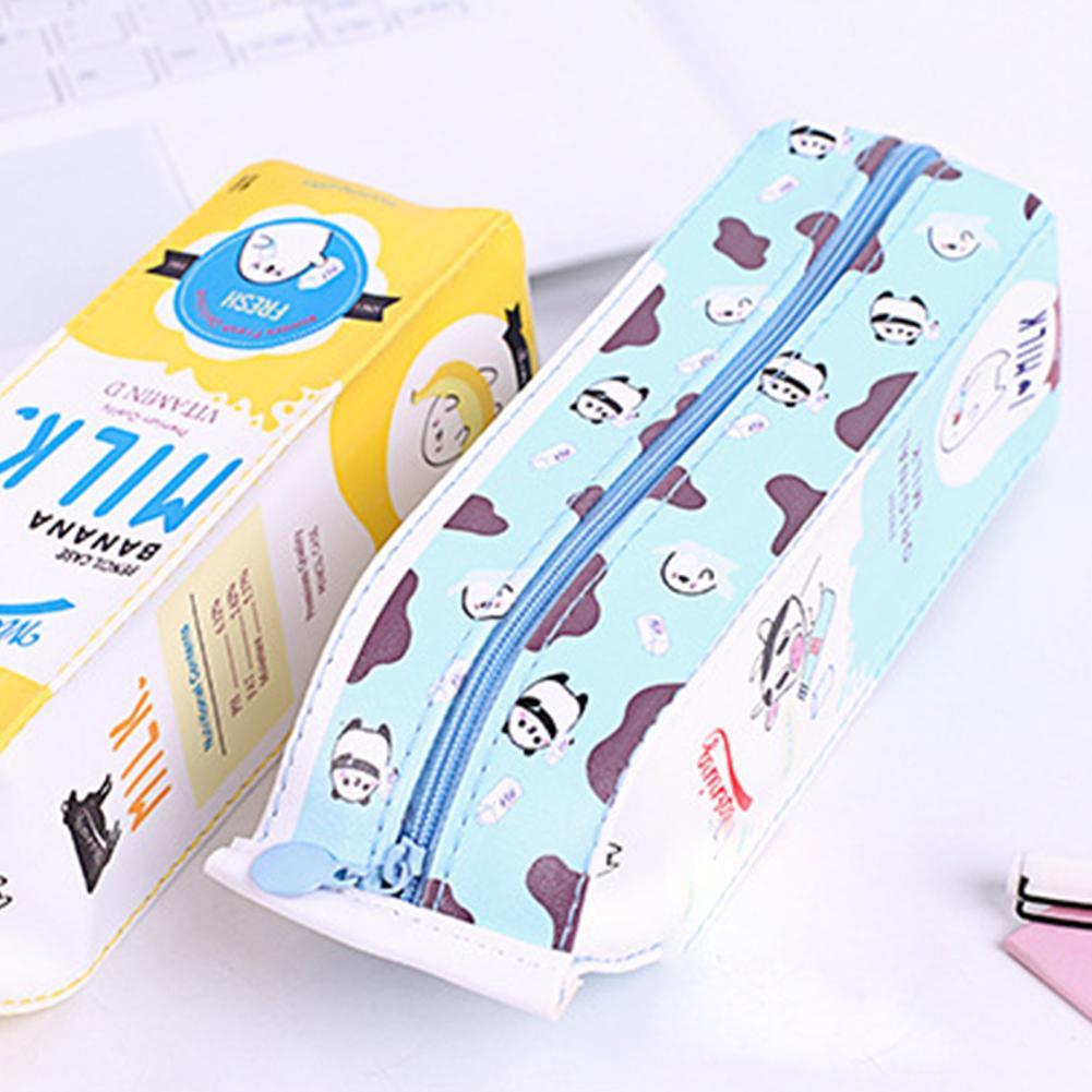 1Pc Leuke Kawaii Canvas Etui Hoge Capaciteit Pen Leuke Tassen Statione Melk Levert Zakken School Voor Meisjes Koreaanse Pen R4K1