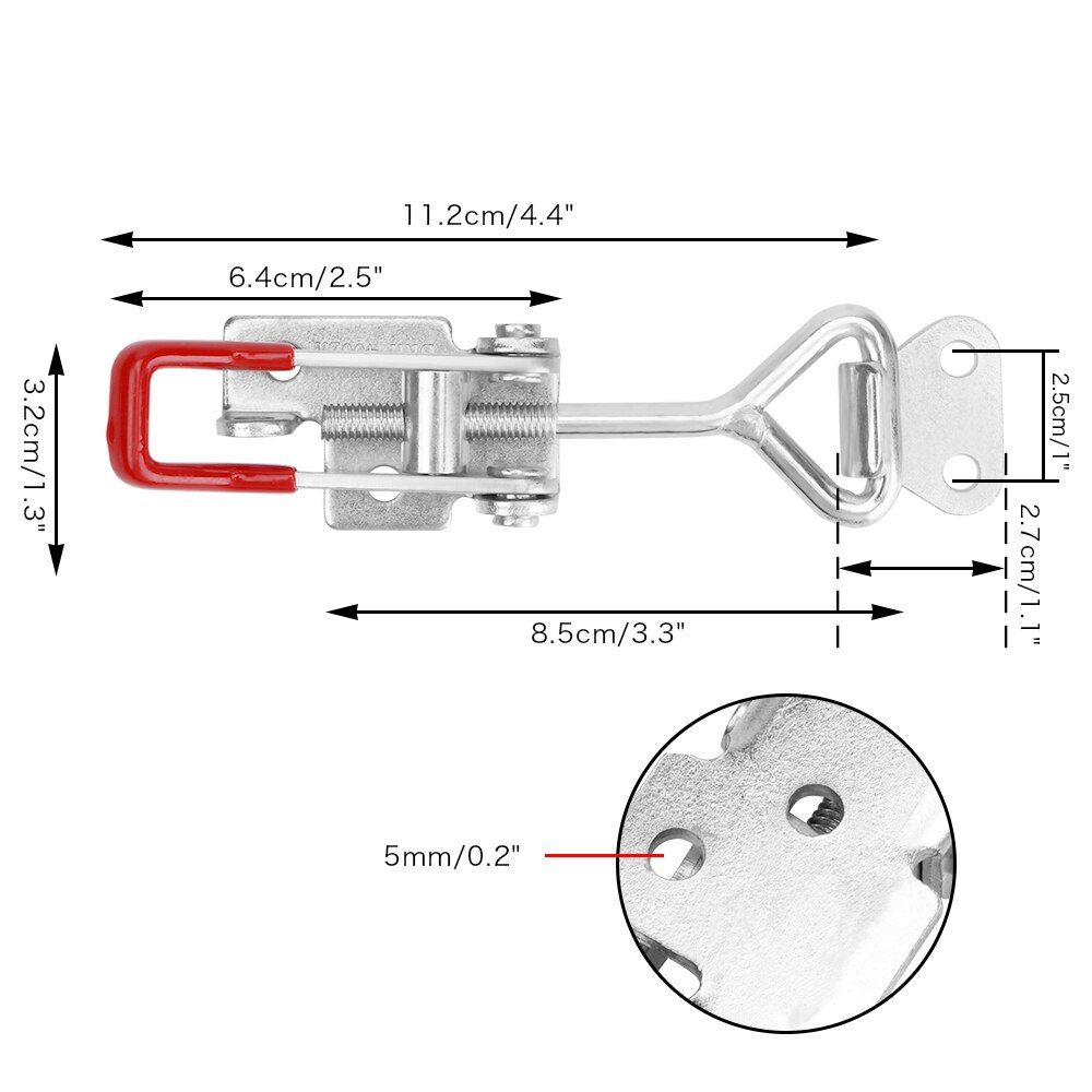 5Pcs Adjustable Steel Lever Handle Clamp Hasp Toggle Latch Catch Lock For Cabinet Boxes Door Toggle Clamp Horizontal Clamp
