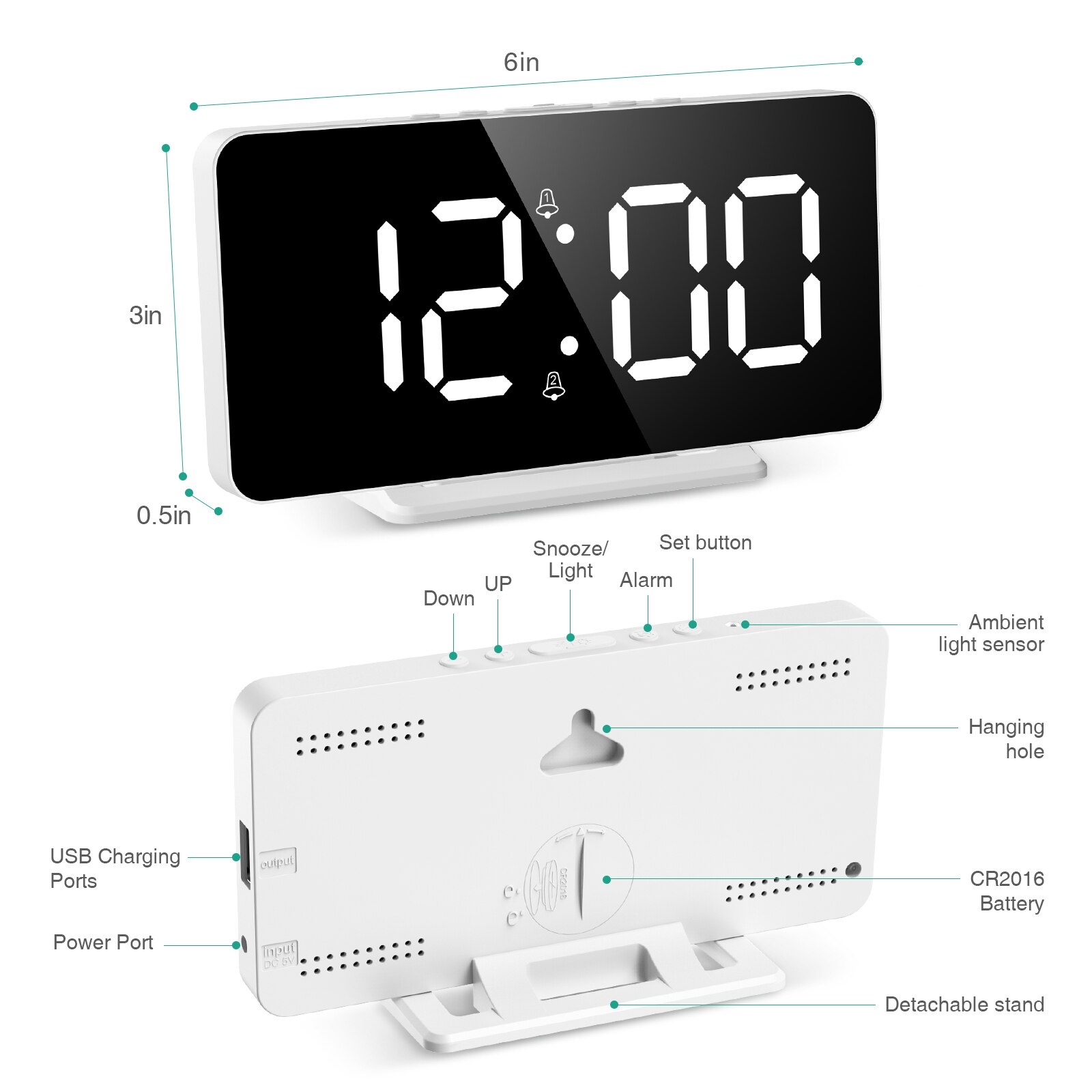 ORIA LED Digital Clever Wecker Uhr Tisch Elektronische Schreibtisch Uhren USB aufwachen hoch Uhr Schlummern USB aufwachen hoch Alarm wohnkultur