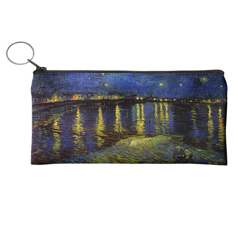 Lieferwagen Gogh Ölgemälde Geldbörse Mini retro Tägliche Lagerung Tasche Tragbaren Brieftasche Lippenstift Schlüssel Bleistift fallen Frauen Leinwand machen-hoch tasche: Stil3