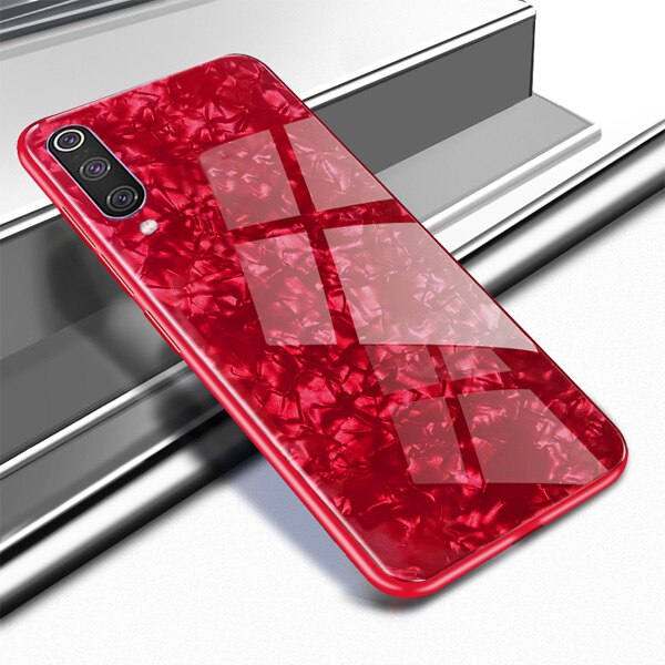 Shell Pattern For Xiaomi Mi 9 Tempered Glass Case Back Cover Soft TPU Anti-Scratch For Xiaomi Mi 8 Mi8 Lite Light Se Explore MI9: For Mi 8 / Red