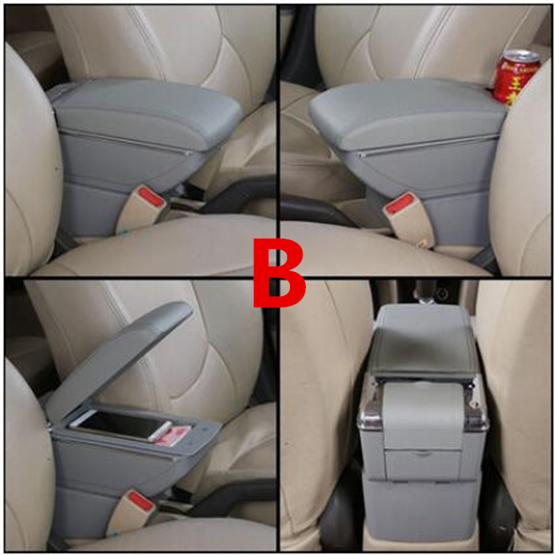 universal Armrest box storage console box for UNIVERSAL ZAFIRA SPARK SAIL MARCH SUNNY FIT AVEO RIO ACCENT: B style gray