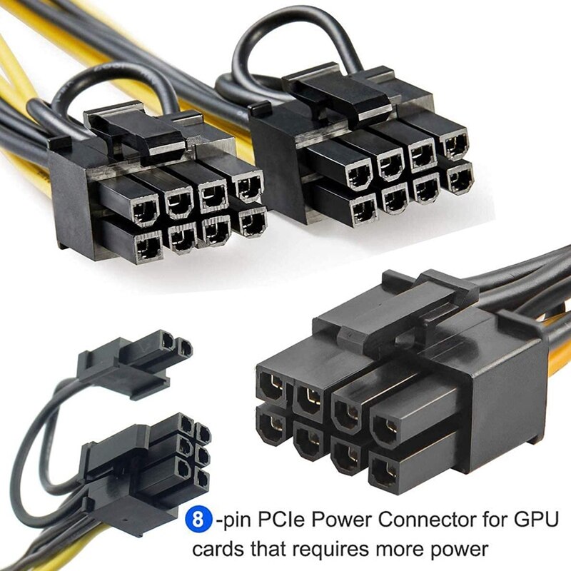 PCIe Splitter Graphics Card Cable, GPU 8-Pin PCIe to Dual PCIe 8-Pin (6+2) Power Cable, PCI Express Power Splitter Cable