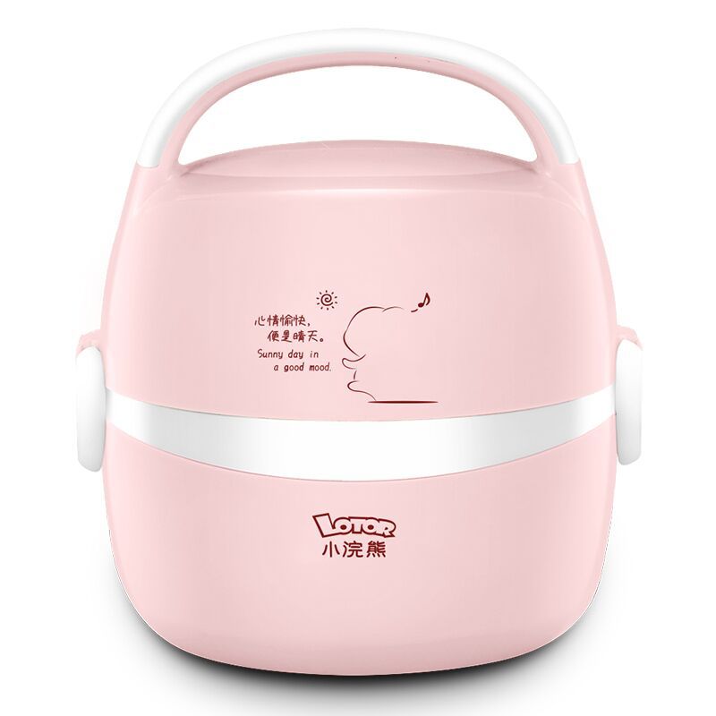 220V ELectric Rice Cooker Appliance Lunch Box Stainless Steel Liner Insulation 1.3L Mini Multicooker Rice Pot 1-2 people: pink / AU