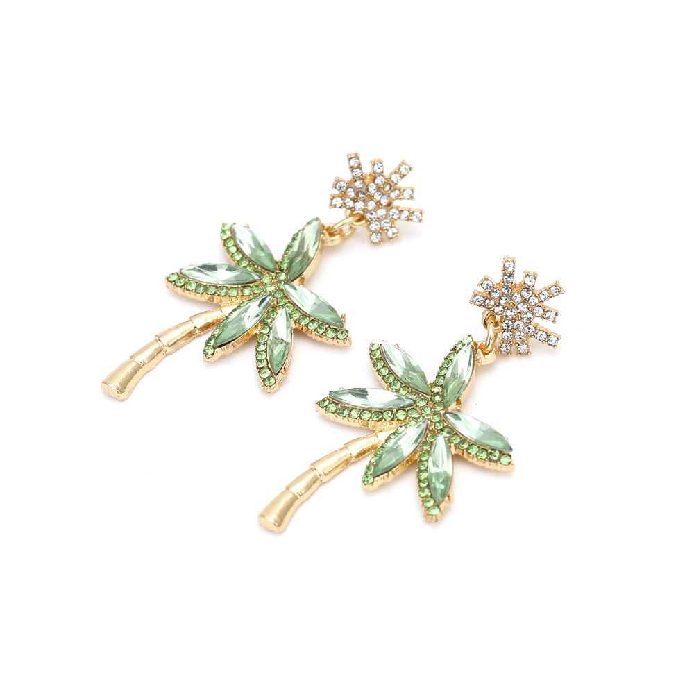 Pendientes de árbol de coco con diamantes de imitación con personalidad, pendientes geométricos exagerados, estilo festivo,