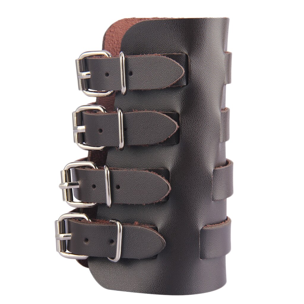 Steampunk Arm Bracer Durable PU Leather Wristband Arm Guards Gauntlet Cuff Medieval Bracers for Women Men: Style 01 brown