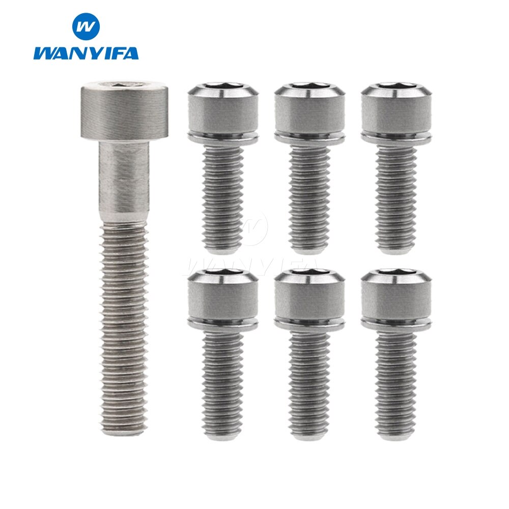 Wanyifa 6Pcs M6x16 18 20 25mm Titanium Bolt with Washers + 1Pcs M6x35mm Column Head Ti Titanium Screws Bolts: M6x18mm Titanium