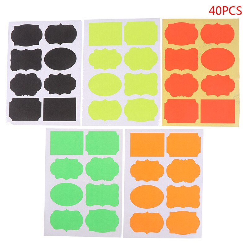40 pcs/5 sheeets Kleurrijke Krijtbord Board Spice Stickers Keuken Jampot Organisatoren Label Stickers Schoolbord Sticker