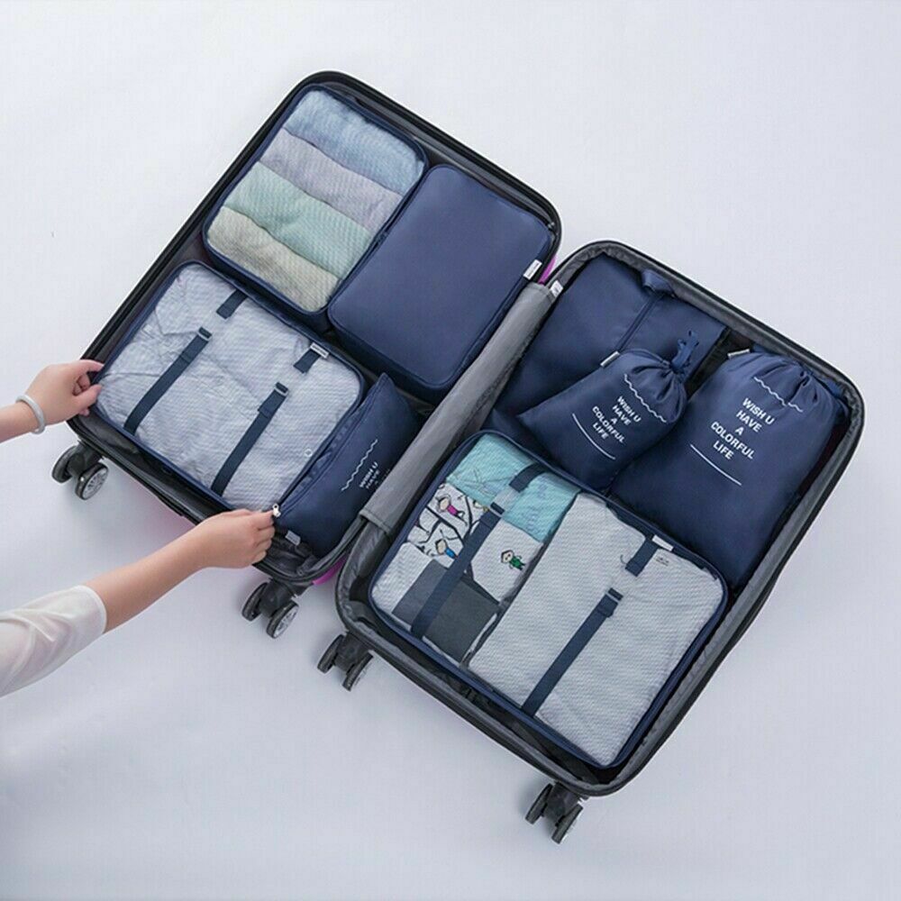 8 PCS Reizen Bagage Organizer Set Rugzak Opslag Zakjes Koffer Verpakking Zakken: 3