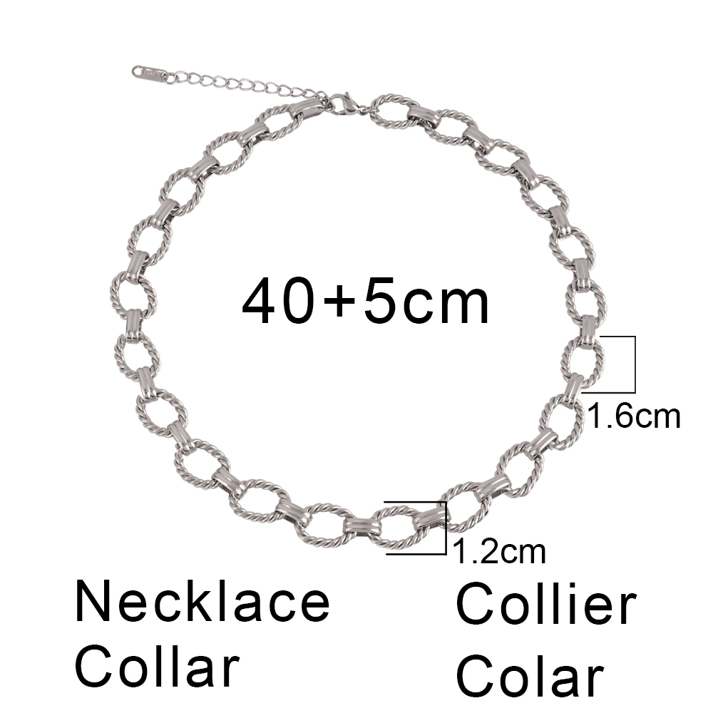 Goudkleurige Dikke Ketting Choker Ketting 316L Roestvrijstalen Halsketting Voor Dames Kettingen Mode Sieraden Feest: Imitation Rhodium Plated