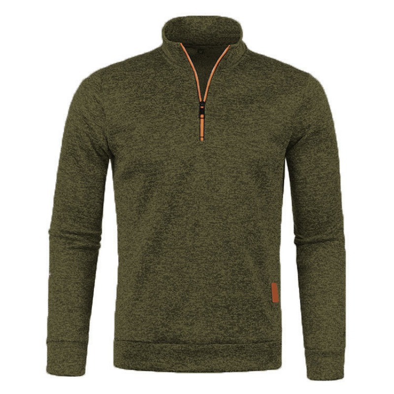 Höst herrtröjor med halv dragkedja långärmad enfärgad tröja med polotröja streetwear vinter varm jacka sportrockar: 4xl / Armégrön
