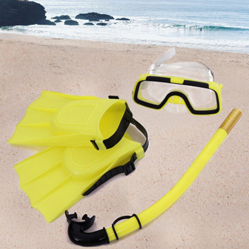3 unidades de equipo de buceo, máscara de buceo de silicona, máscaras de submarinismo submarinas de buceo para niños, juego de aletas de buceo,: yellow / L / XL