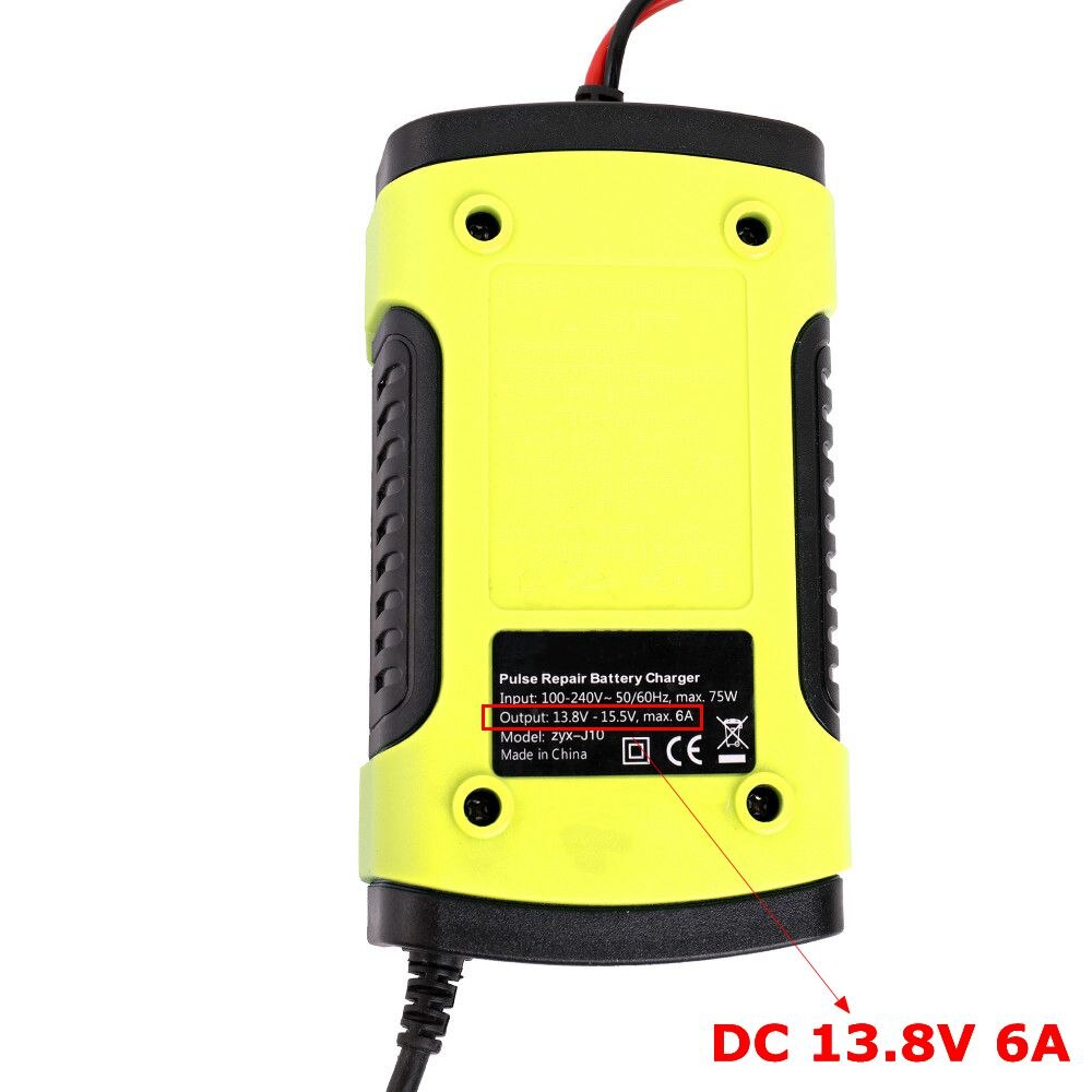 Full Automatic Car Battery Charger 110V To 220V To 12V 6A LCD Smart Fast for Auto Motorcycle Lead-Acid Batteries Charging
