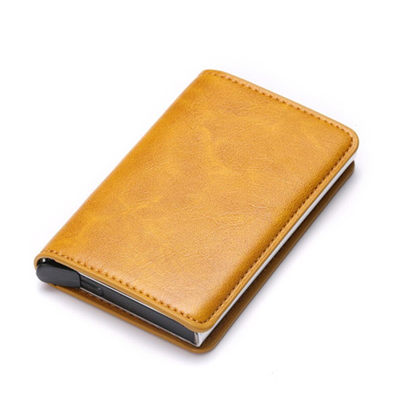 Bycobecy Zaken Id Card Case Mannen Creditcardhouders Mode Automatische Rfid Kaarthouder Aluminium Bankkaart Portefeuilles: Yellow X-12B