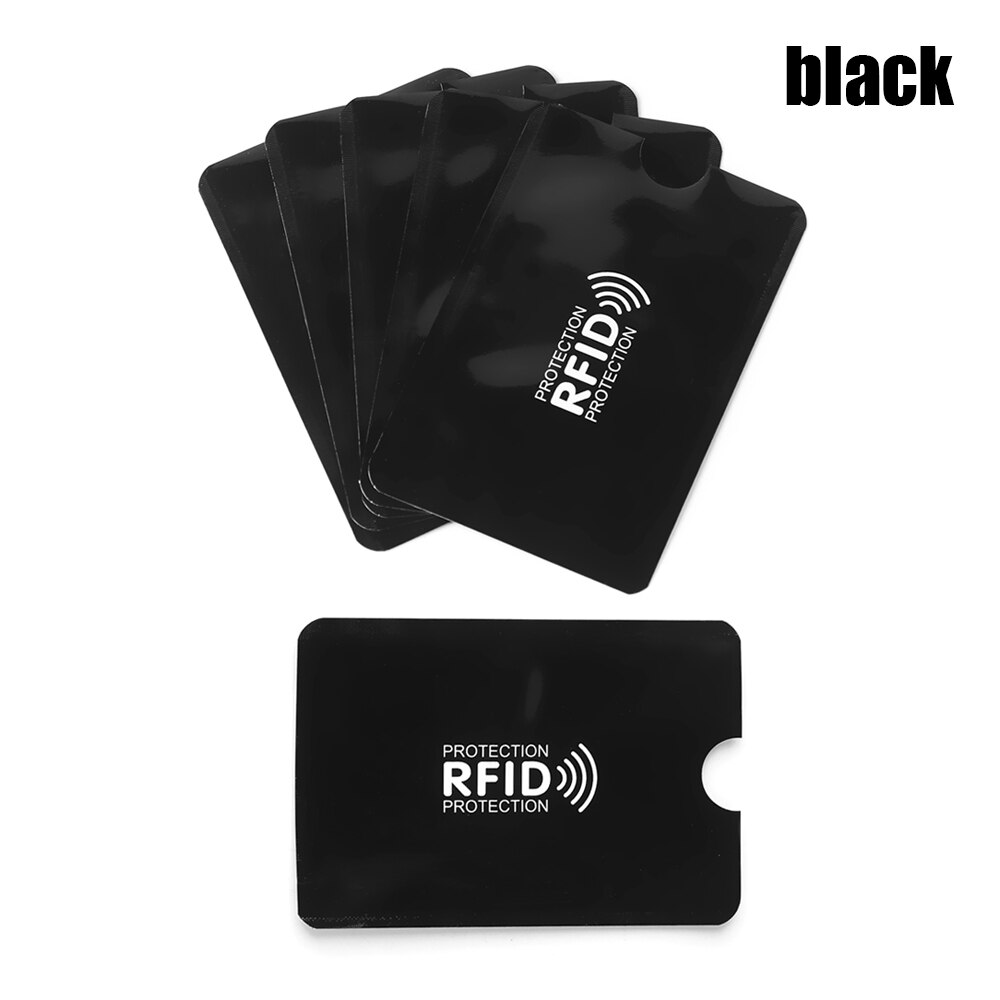 5Pcs Aluminium Folie Anti-Demagnetiseren Card Bescherming Bankkaart Rfid Afscherming Zak Anti-Diefstal Borstel Id-kaart kaarthouder Card Protector: black