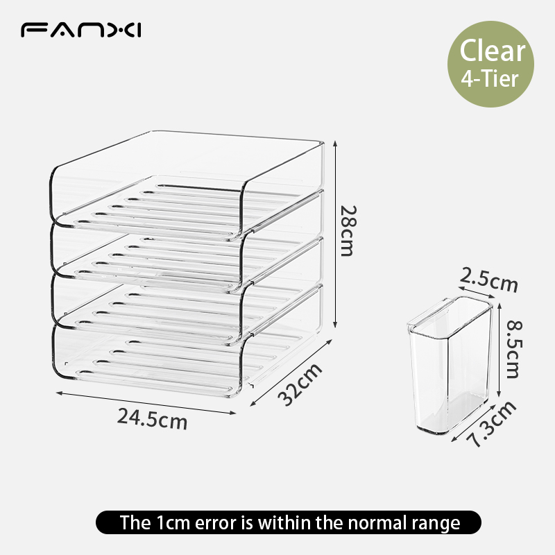 Desk Organizer with 2 Vertical File Holder, 4 Tier Stackable Paper Letter Tray File Organizer with Pen Holder,Desk Organizer: green