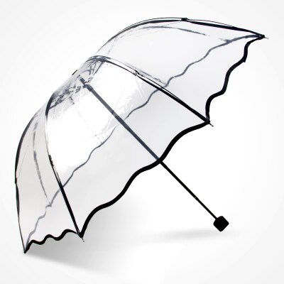 Paraguas de Rosa bonita transparente paraguas plegable de Japón para mujer paraguas de lluvia para mujer paraploie de encaje parasol ropa de lluvia femenina: Brief
