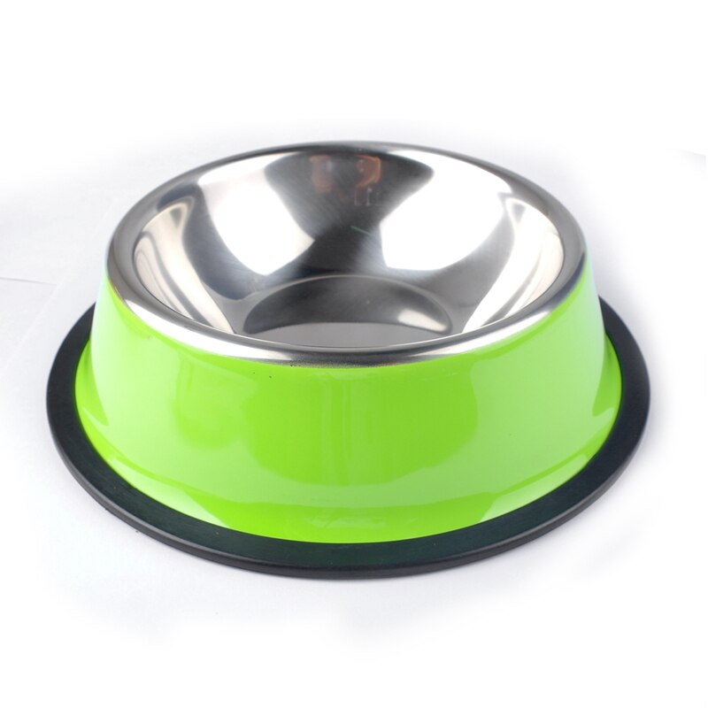 ¡Novedad! Cuencos de acero inoxidable para perros y mascotas, comida para gatos y cachorros, plato de agua para beber, alimentador, alimentación de viaje, platos antideslizantes, suministros para mascotas: green